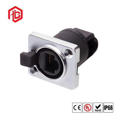 IP68 防水8ピン RJ45 イーサネット ジャック パネルマウントコネクタ 銅コンタクト ナイロンホイジング RF FPC 太陽光発電システム